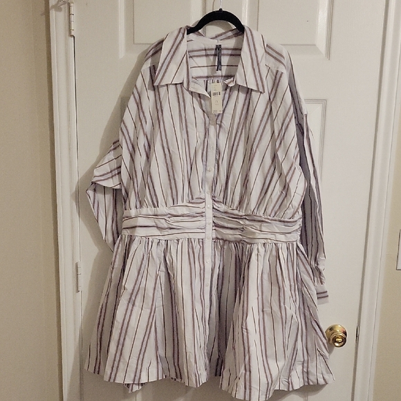 Anthropologie Dresses & Skirts - Anthropologie Striped Mini Dress - White and Purple